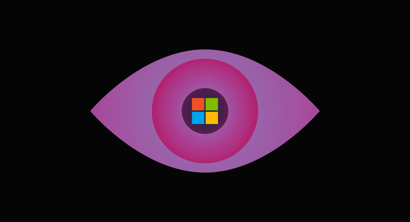 Grafika z okiem, którego źrenicą jest logo Microsoft